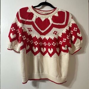 Boden Red and Cream Heart Sweater